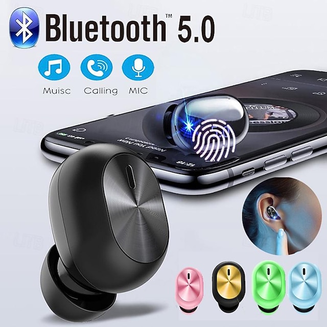  kabelloser Bluetooth 5.0-Kopfhörer, wasserdichtes Sport-Headset, Mini-Kopfhörer, Freisprecheinrichtung, Stereo-Ohrhörer mit Mikrofon für alle Telefone