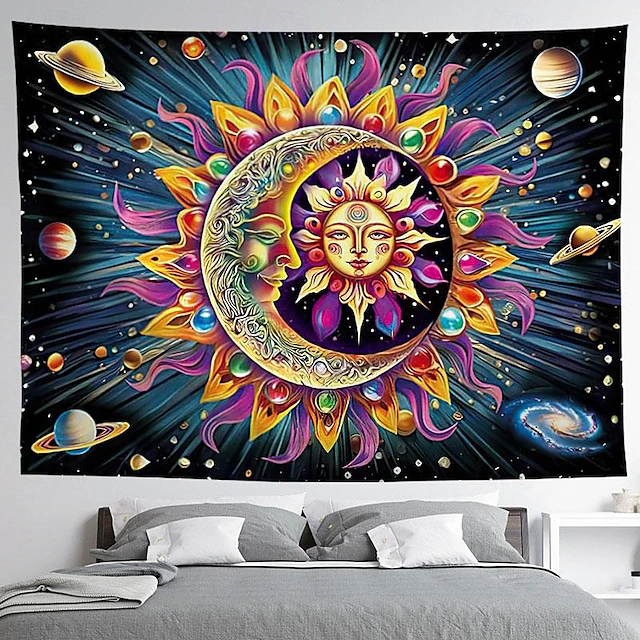 Blacklight Tapestry UV Reactive Glow in the Dark Glow Party Neon Sun ...