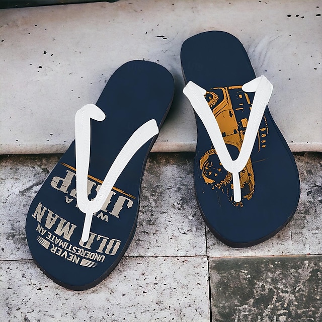  Bărbați Papuci & Flip-flops Papuci Pantofi de imprimare Clasic Casual Stiluri de Plajă Zilnic Vacanță EVA Poliester Impermeabil Comfortabil Anti-Alunecare Maro Închis Negru Albastru