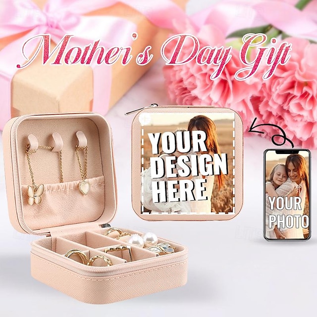  Personalized Travel Jewelry Case Customized Small Jewelry Box Jewelry Organizer Storage Case Portable PU Leather Mini Jewelry Travel Case for Girls Womens Mother's Day Gift