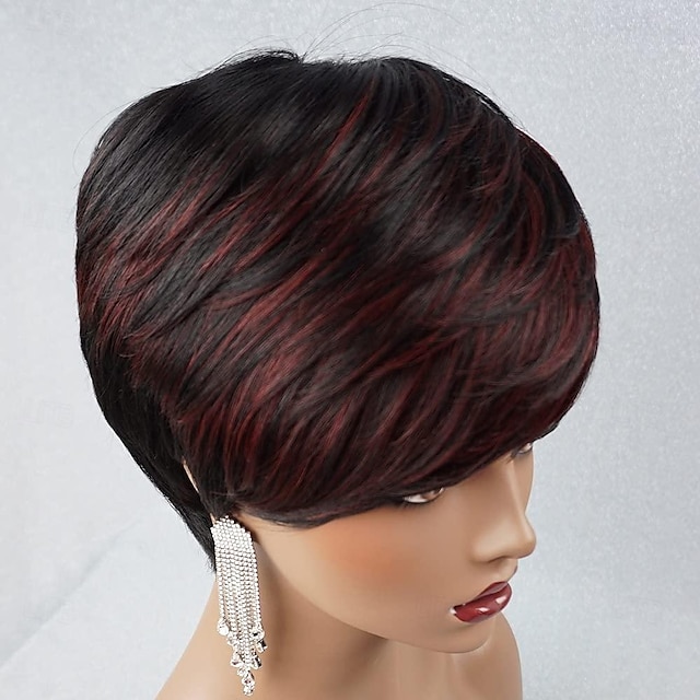  perruque coupe lutin pour les femmes noires perruques de cheveux humains pour les femmes noires perruque courte bob perruques de cheveux humains avec frange perruques courtes pour les femmes noires