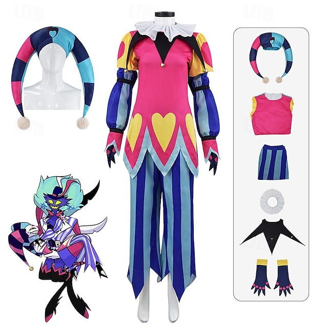  Hazbin Hotel Fizzarolli Anime Gemaskerd Bal Cosplay pakken Halloween Carnaval Maskerade Kostuum Voor Dames Volwassenen