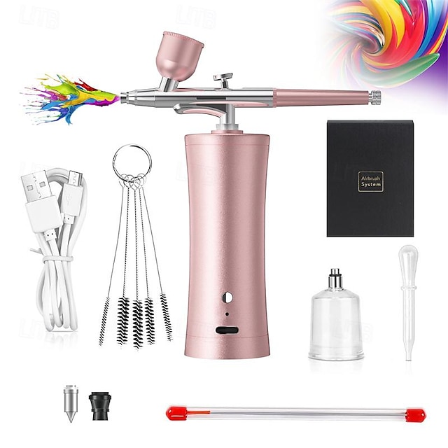  Compact Rechargeable Airbrush Kit  USB-Powered Precision 0.3mm Tip Portable for Makeup Tattoos Artistry Crafting