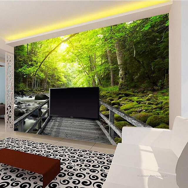  Cool Wallpapers Landscape Forest Nature Wallpaper Wall Mural Sticker Peel and Stick Removable PVC/Vinyl Material Self Adhesive/Adhesive Required Wall Decor for Living Room Kitchen Bathroom
