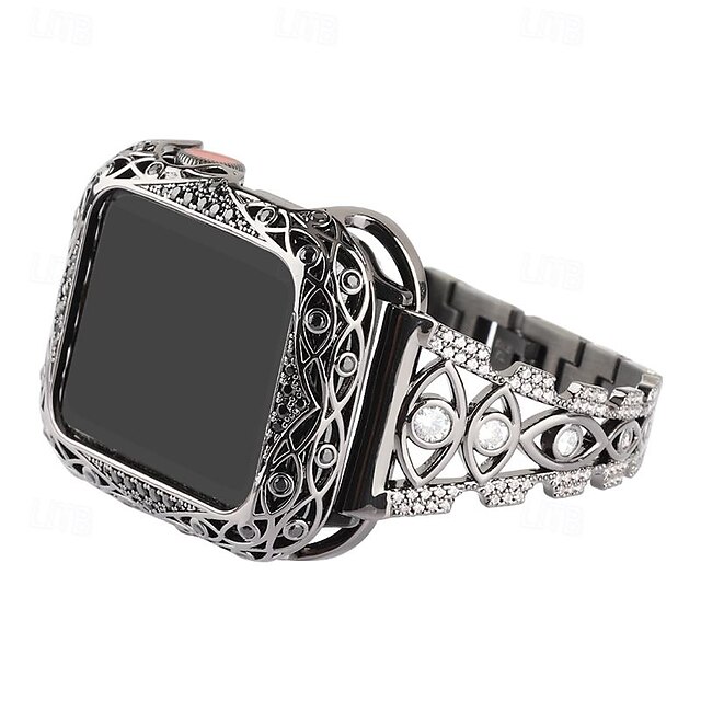  Pulseira de joias Compatível com Pulseira Apple Watch 38mm 40mm 41mm 42mm 44mm 45mm 49mm Bling Diamond Ajustável Respirável Aço Inoxidável Com Strass pulseira de substituição para iwatch Ultra 2