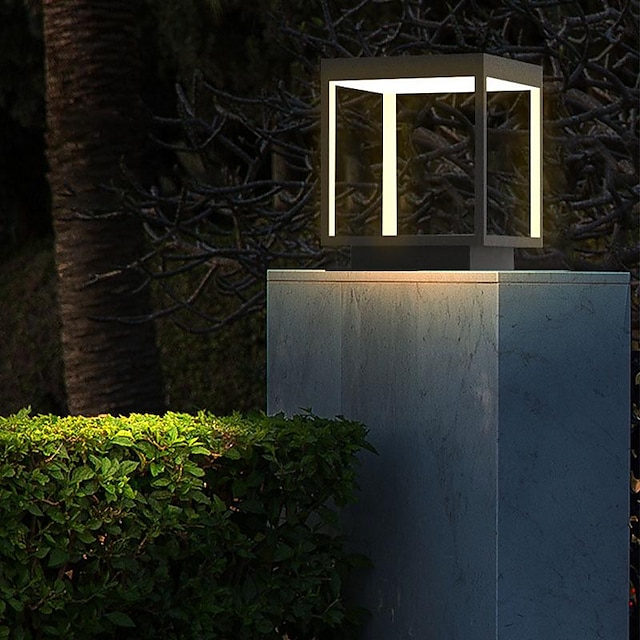  lampe à colonne luminaires de poteau extérieurs imperméables, lumières de pilier extérieures, lumières de pilier carré ip65 luminaires de poteau en verre en aluminium étanches extérieurs lumières de