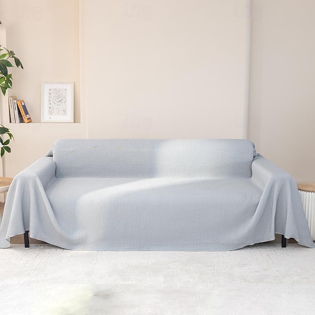  Couverture de canapé rafraîchissante d'été, housse de canapé en tissu anti-rayures de chat, serviette de coussin multifonctionnelle