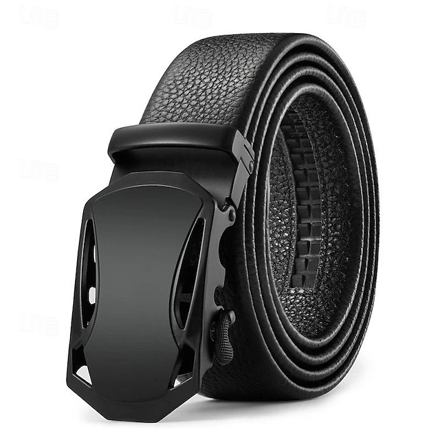 Men's Belt Faux Leather Belt Casual Belt Waist Belt Black 1# Black Iron Adjustable Plain Outdoor Daily 5