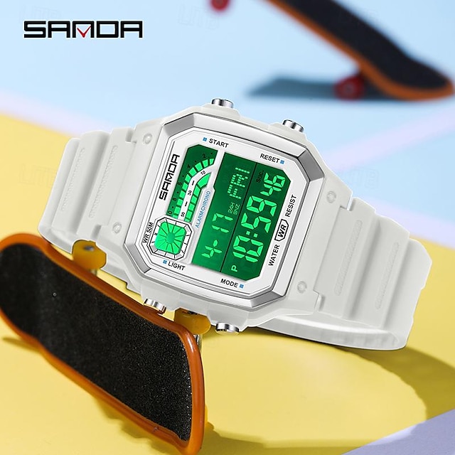  SANDA Men Digital Watch Fashion Casual Business Wristwatch Luminous Stopwatch Countdown Calendar TPU Watch