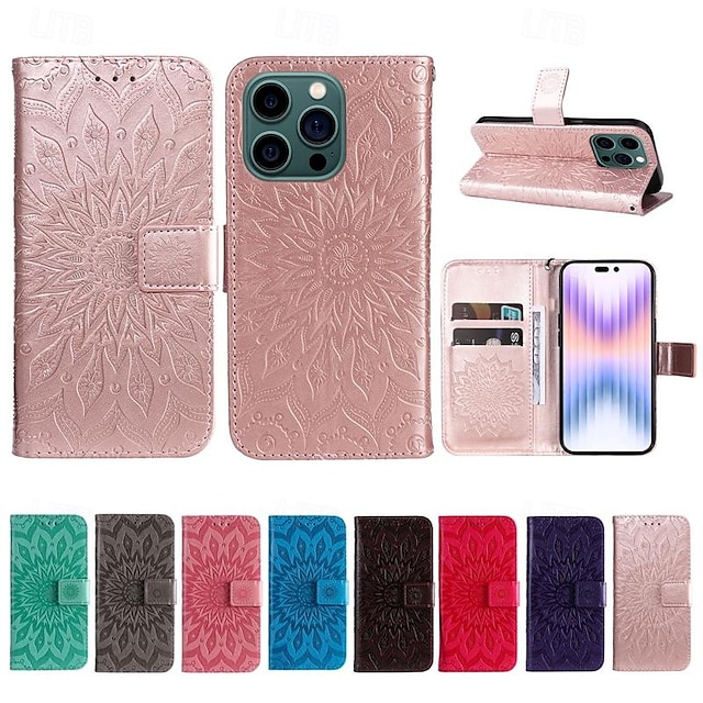  Phone Case For iPhone 15 Pro Max iPhone 14 13 12 11 Pro Max Plus Mini SE Wallet Case Magnetic Full Body Protective with Wrist Strap Flower Floral TPU PU Leather