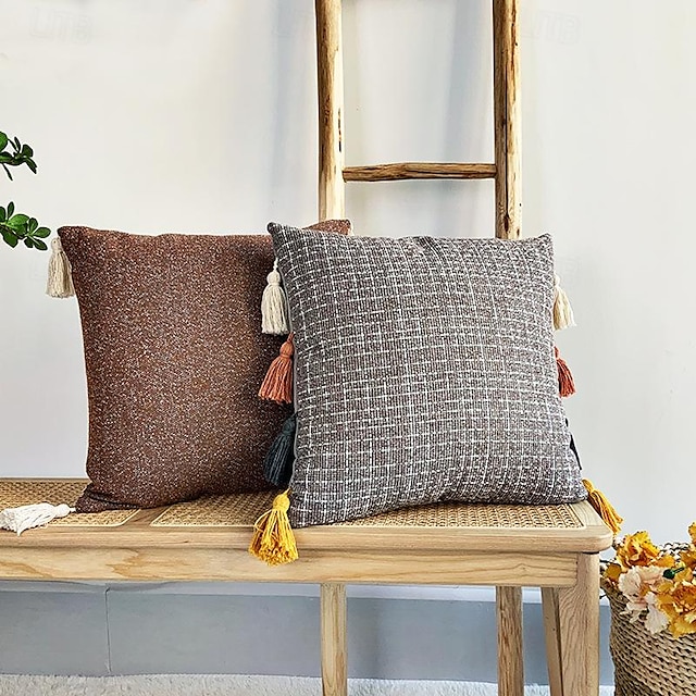  1kpl pellava tyynynpäällinen amerikkalainen retro käsintehty tupsu tyynyliina olohuoneen sohvalle lannetyyny