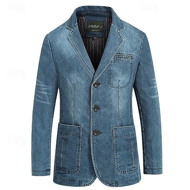 Men's Trucker Jacket Blazer Denim Jacket Business Daily Wear Pocket