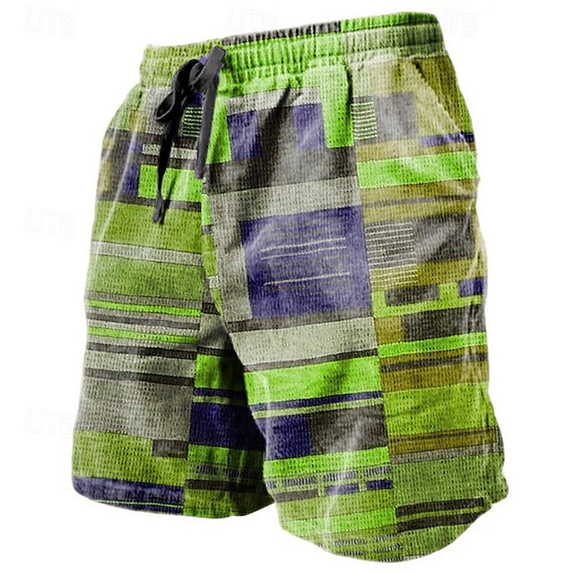 Men's Graphic Color Block Stripe Shorts Summer Shorts Beach Shorts Mid ...