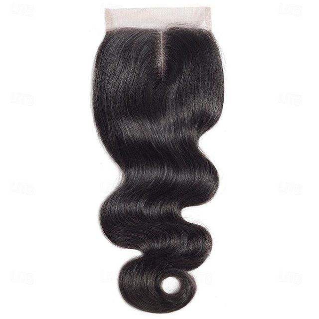  Lace Closure Piece 4x4 Body Wave Pre-plucked 0.10mm Ultra-thin Invisible Human Hair Closure Natural Black Color 12-22 Inc