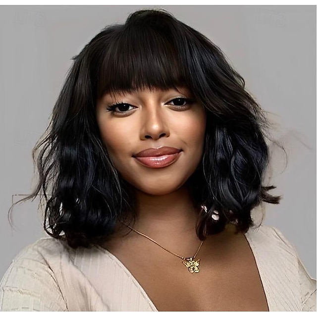  Auburn Brown Black Pink Blonde Short Blonde Bob Wigs for Women,Synthetic Wavy Curly Hair Wig with Bangs for Daily