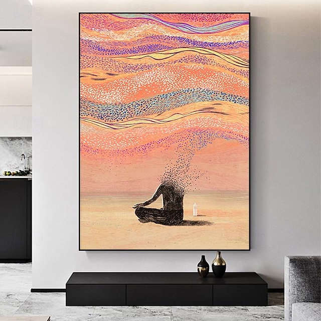  ציור אבסטרקט מודרני גדול בעבודת יד דיוקנאות ודמויות בעיצוב הבית בצבעי מים לסלון כמתנה ייחודית ללא מסגרת