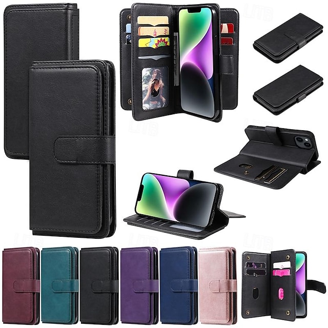  Phone Case For iPhone 15 Pro Max iPhone 14 13 12 11 Pro Max Plus Mini SE Wallet Case Magnetic Full Body Protective Kickstand Retro TPU PU Leather