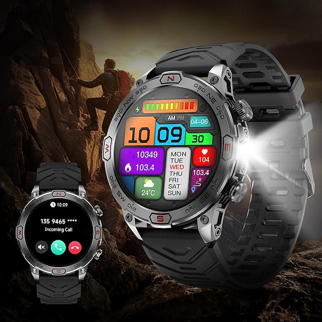  KC86 Smart Watch AMOLED 1.43 inch Smartwatch Fitness Running Watch Bluetooth Pedometer Call Reminder Activity Tracker Compatible with Android iOS Women Men Waterproof Long Standby Hands-Free Calls