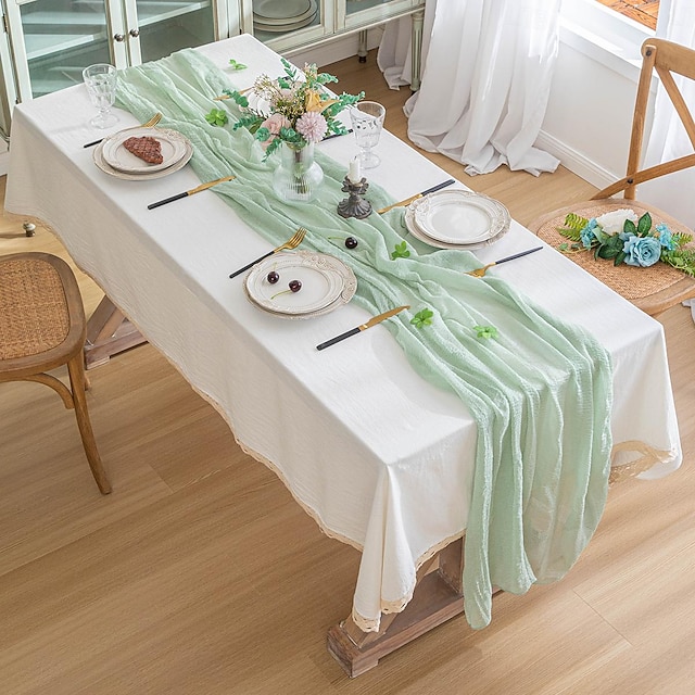  Cheese Gauze Table Runners 90 x 300cm 35.4 x 118 inch for Dining Table Decoration