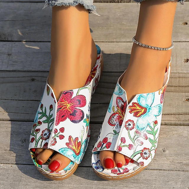Women's Sandals Beach Slippers Comfort Shoes Daily Beach Cartoon Flower ...