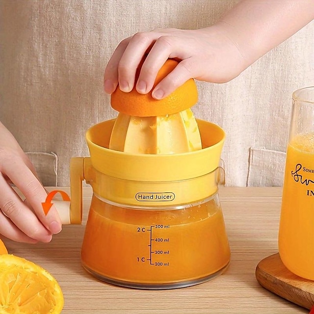  Exprimidor de cítricos que ahorra espacio: funcionamiento manual sencillo con medida de precisión, perfecto para limón y naranja & más