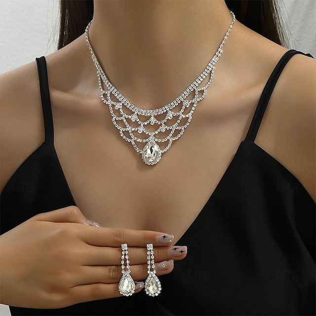  Pendant Necklace Imitation Diamond Women's Cute Romantic Geometrical Cute Drops irregular Necklace For Christmas Daily