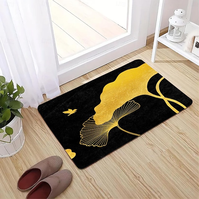  Minimalist Dark Color Series Digital Printed Bath Mat - Non-slip & Absorbent Rug with Soft Texture, Water-resistant Design, Stylish Decor, High-quality Washable Mat for Bathroom Décor