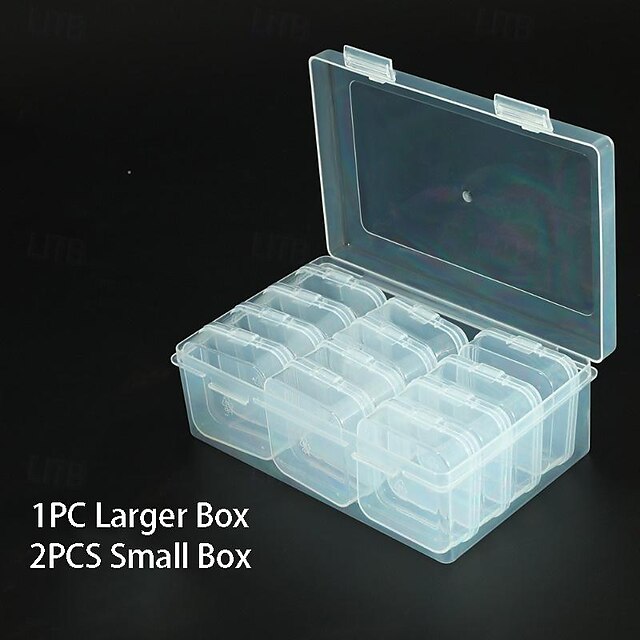  12-teiliges kleines quadratisches Aufbewahrungsboxen-Set – abnehmbare, transparente Pillendose für Schmuck und Bastelbedarf