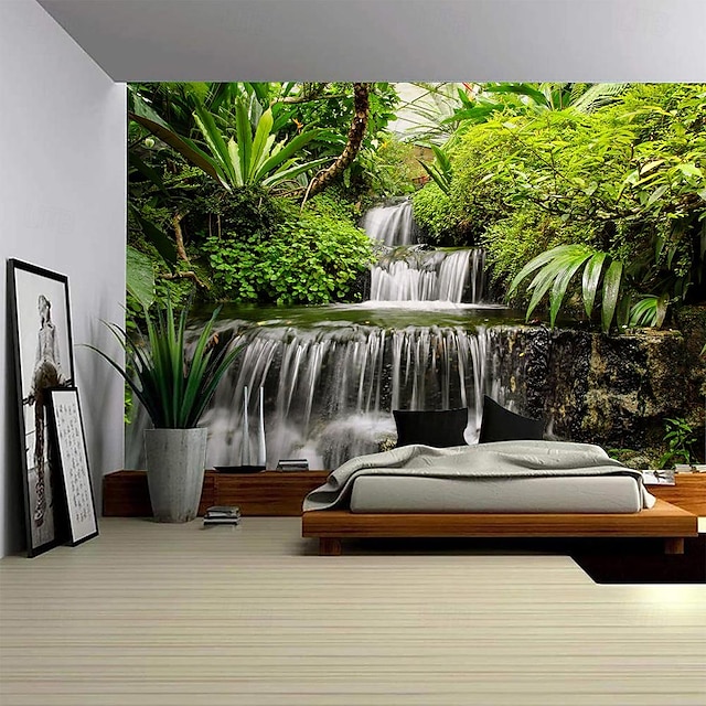  Waterfall Landscape Hanging Tapestry Wall Art Large Tapestry Mural Decor Photograph Backdrop Blanket Curtain Home Bedroom Living Room Decoration