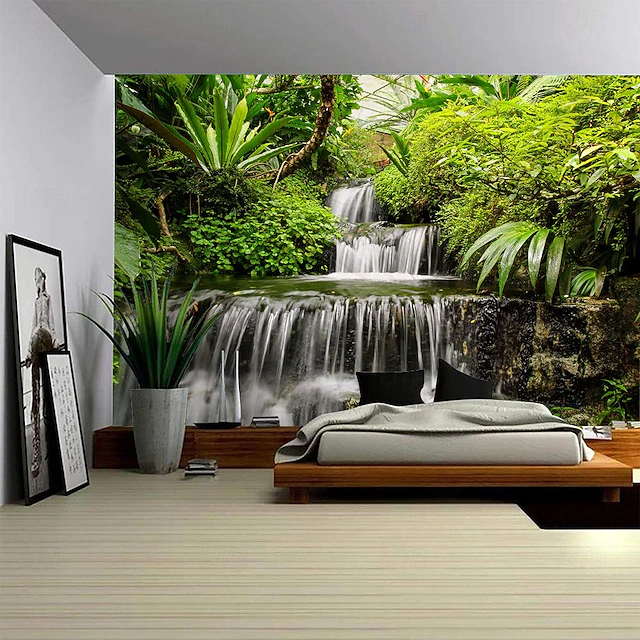 Waterfall Landscape Hanging Tapestry Wall Art Large Tapestry Mural Decor Photograph Backdrop Blanket Curtain Home Bedroom Living Room Decoration 6