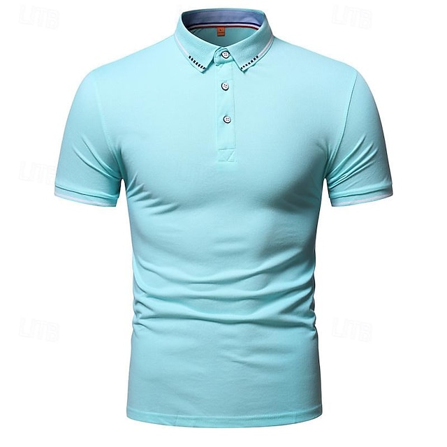  Men's Golf Shirt Golf Polo Work Casual Lapel Short Sleeve Basic Modern Plain Button Spring & Summer Regular Fit Black White Red Navy Blue Orange Green Golf Shirt