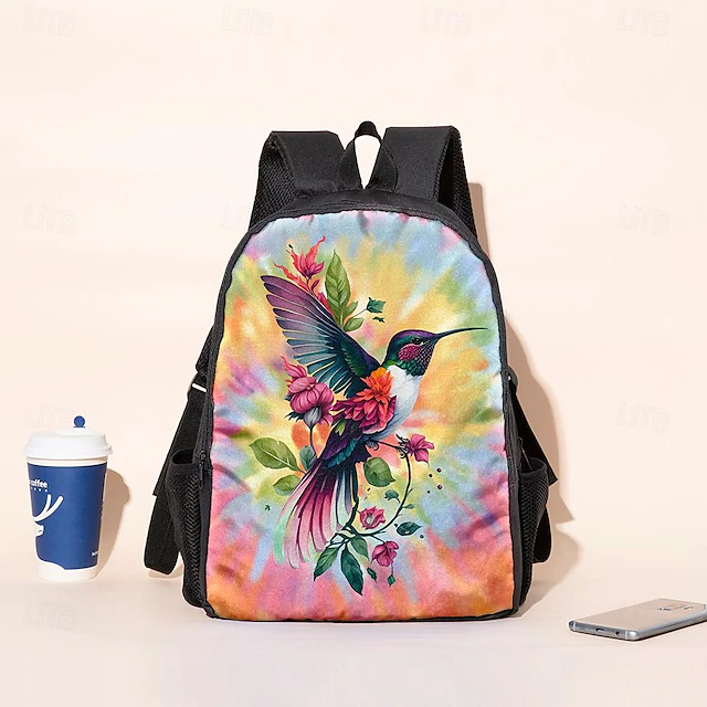 Women's Backpack 3d Print School Daily Tie Dye Hummingbird R Animal 