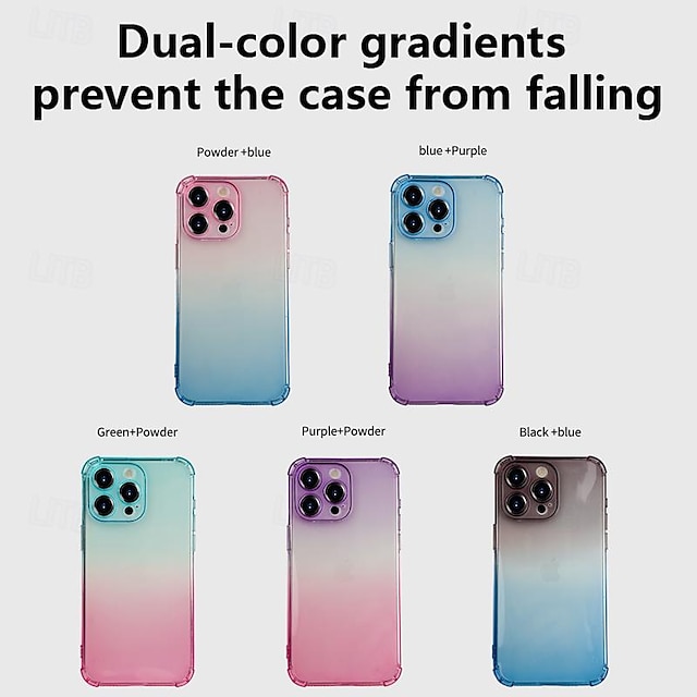  telefoon hoesje Voor iPhone 15 Pro Max iPhone 14 13 12 11 Pro Max Plus Achterkant Transparant Ultra dun Niet-vergelend Kleurgradatie TPU