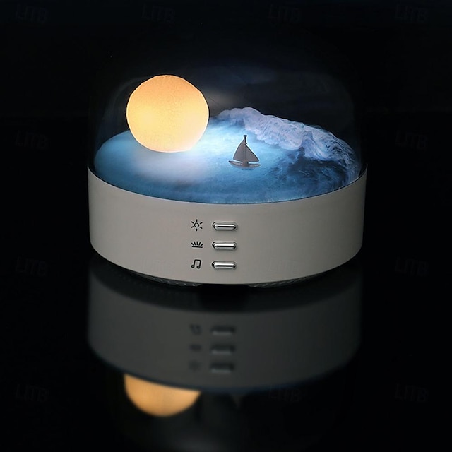  Night Light Portable Stepless Dimmable Bluetooth Speaker LED Touch Play Bedside Lamp Bedroom Decor Light Eye Protection Moon Night Lamp with Touch Switch Warm Cool Lighting Bedside Lamp