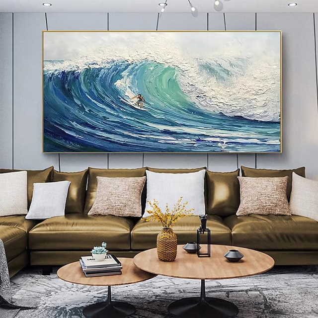  Mintura Handmade Seascape Oil Paintings On Canvas Large Wall Art Decoration Modern Abstract Surfer Picture For Home Decor Rolled Frameless Unstretched Painting