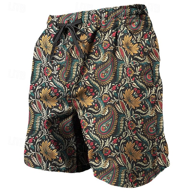  shorts med print til mænd strandshorts frottéshorts snøre elastisk talje 3d-print gradient åndbar blød kort hverdagsferie streetwear