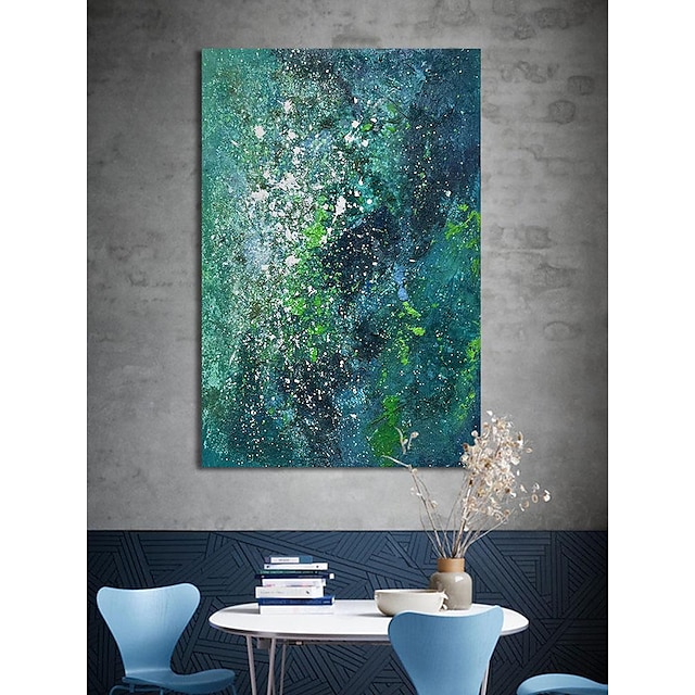  Handmade Canvas Abstract Thick Texture 3D Oil Painting Green Paintings Decor Living Room Large Home Wall Pictures No Frame