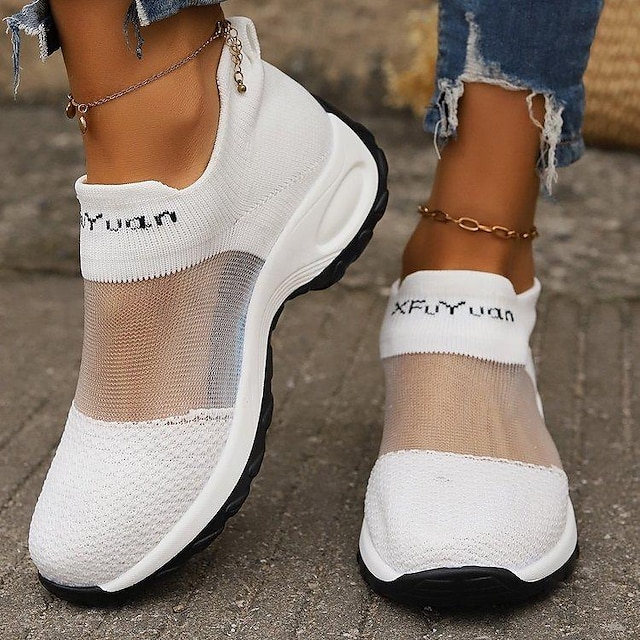 Pentru femei Adidași Pantofi de tată Zilnic Toc Drept Vârf rotund Casual Imitație Piele Plasă Loafer Negru Alb