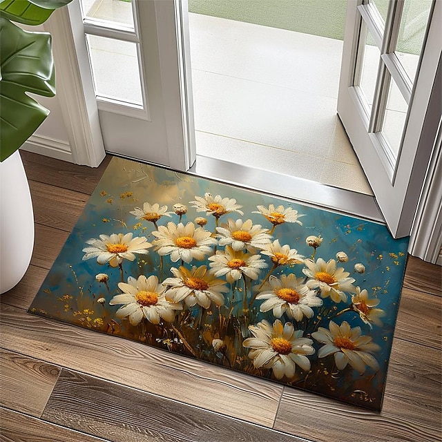  Marguerite fleurs paillasson tapis de cuisine tapis de sol tapis antidérapant tapis résistant à l'huile intérieur extérieur tapis chambre décor salle de bain tapis d'entrée