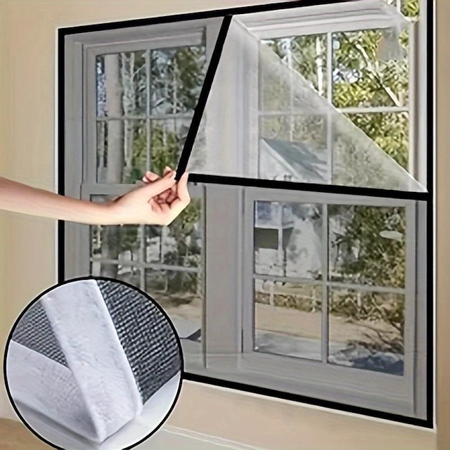  Tela mosquiteira para janelas diy, rede mosquiteira autoadesiva para janelas, malha de tela de janela ajustável para mosca de insetos, malha de gato transparente, tela mosquiteira, rede mosquiteira