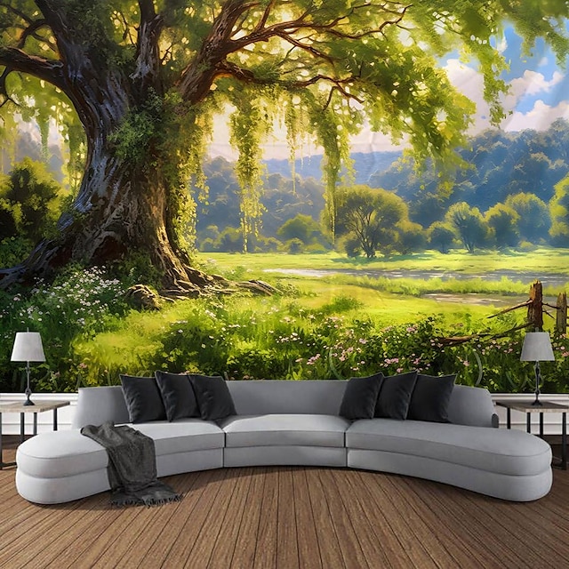  עץ החיים נוף תלוי שטיח קיר אמנות שטיח קיר גדול תפאורה צילום רקע שמיכה וילון בית חדר שינה קישוט סלון
