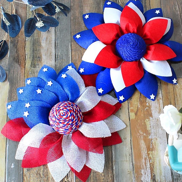  American Independence Day Floral Wreath Decoration - Easter Storefront Décor, Door Ornament Wreath For Memorial Day/The Fourth of July