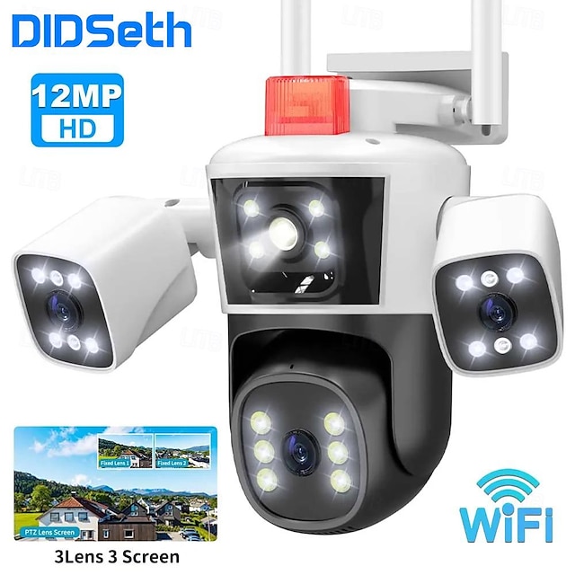  DIDseth 8K 16MP 10X Zoom WiFi IP Camera Outdoor Four Lens Screens Human Auto Tracking CCTV Video Surveillance Panoramic Ai Cam