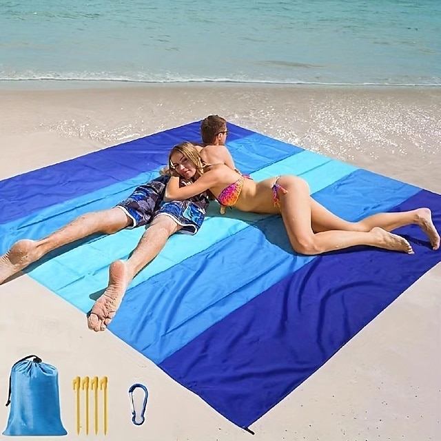  Tappetino da picnic impermeabile in tessuto Oxford con cinque colori, tappetino da spiaggia in nylon resistente all'umidità, tappetino da terra impermeabile per campeggio e tenda