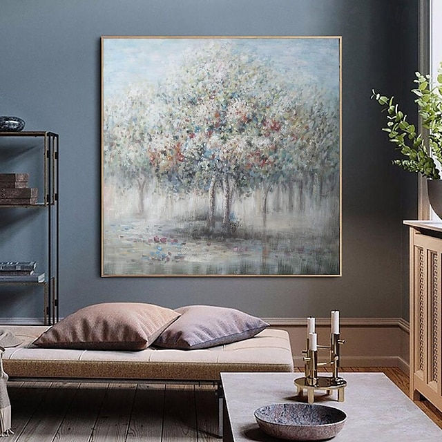  Handmade Oil Painting Canvas Wall Art Decoration Modern Abstract Park Starry Tree Landscape for Home Decor Rolled Frameless Unstretched Painting