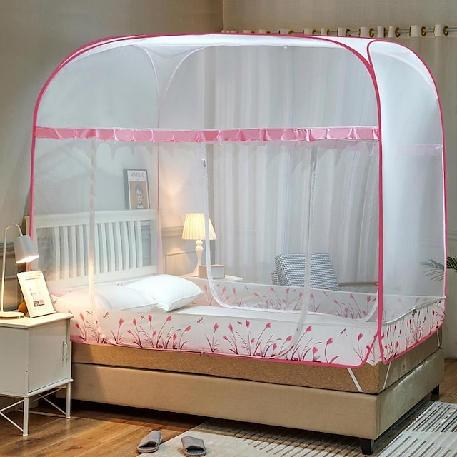  Moustiquaire à 3 portes pour lit en fil d'acier avec installation gratuite moustiquaire pour lit augmenter la densité fil de tente filets ménagers tente anti-moustique moustiquaire à fond complet