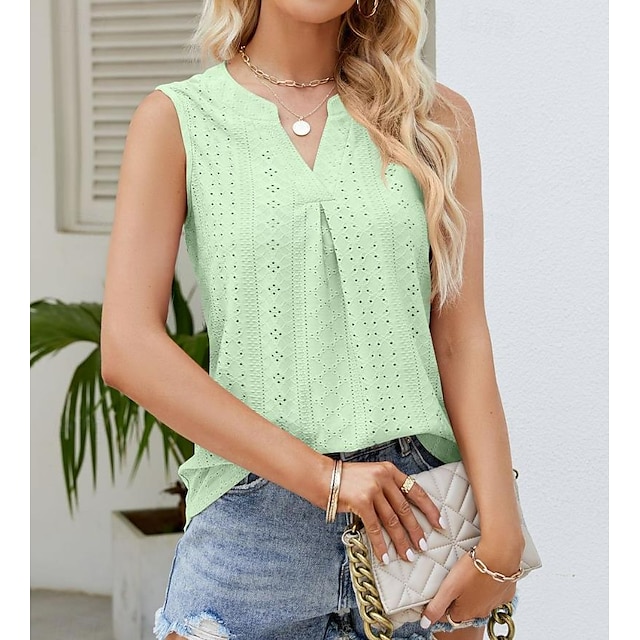  Damen Camisole Tank Top Rundhals Weiß Pink Lila Grün Sommer