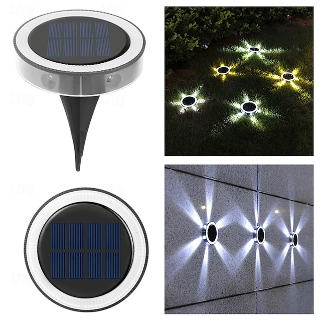  1 pc/4 pièces solaire alimentation LED disque lumière extérieure 6 LED étanche jardin chemin pont lumières projecteur enterré solaire lampe à LED jardin cour voie décor