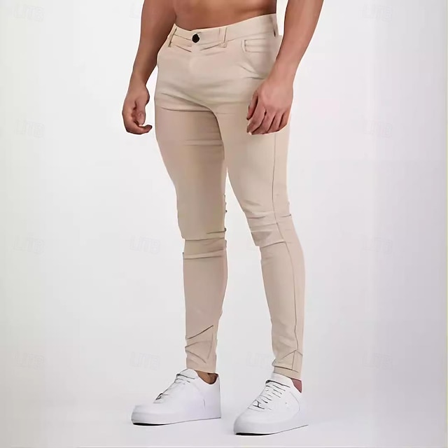  Męskie Spodnie Typu Chino Spodnie codzienne Solidne kolory Sport Pełna długość Codzienny Wesele Codzienny Formalny Czarny Ciemnoszary Elastyczny