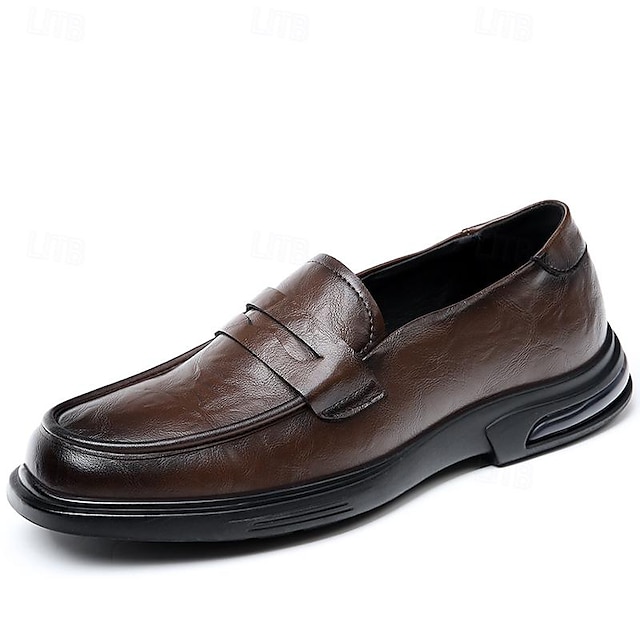  penny loafers for menn og slip-ons vintage comfort walking casual business loafers svart brun vår